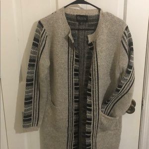 Long sleeved, long length cardigan